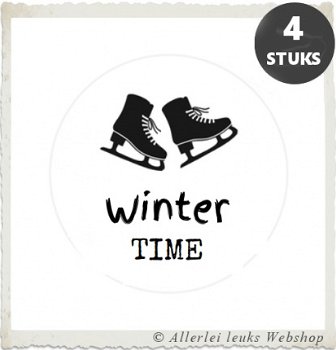 Witte kerst stickers season to shine Ø 40mm (per 4 stuks) - 7