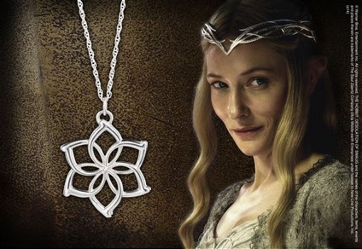 HOT DEAL Noble Collection The Hobbit Galadriel Flower zilveren ketting + hanger - 1