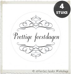 Witte stickers prettige feestdagen Ø 40mm