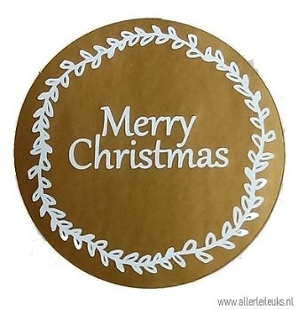 Gouden stickers kerst merry christmas Ø 40mm 4 st zakjes - 1