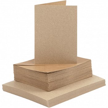 Kraft kaarten met enveloppen 10.5x15cm 240gr 50 sets - 1