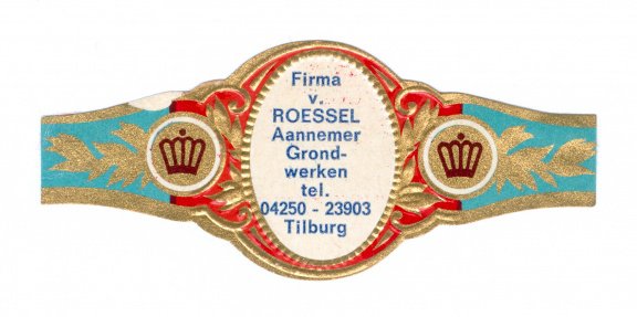 Zonder merk (type Graaf Tilly) - Reclamebandje Firma v Roessel Aannemer Grondwerken, Tilburg - 1