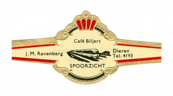 Abonné - Reclamebandje Café Biljart Spoorzicht, Dieren (zwarte boord, stemt tevrêe Tel) - 1