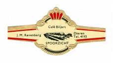 Abonné - Reclamebandje Café Biljart Spoorzicht, Dieren (zwarte boord, stemt tevrêe Tel)