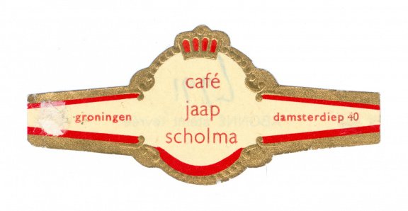 Abonné - Reclamebandje Café Jaap Scholma, Groningen (rode boord, stemt tevrêe) - 1