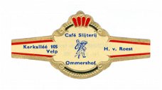 Abonné - Reclamebandje Café Slijterij Ommershof, Velp (zwarte boord, stemt tevrêe Tel)