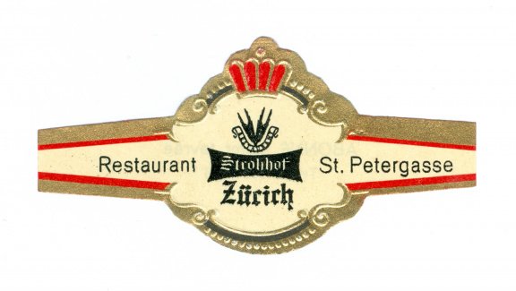 Abonné - Reclamebandje Restaurant Strohhof St Petergasse, Zürich (zwarte boord, stemt tevrêe Tel) - 1