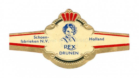 Abonné - Reclamebandje Rex Schoenfabrieken NV, Drunen (zwarte boord, stemt tevrêe Holland) - 1