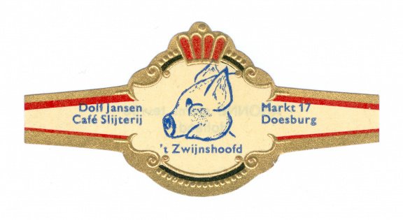 Abonné - Reclamebandje t Zwijnshoofd, Doesburg (zwarte boord, stemt tevrêe Holland) - 1