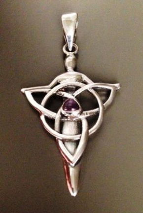 Amethist in zilveren Keltische Charm hanger - nr. 1