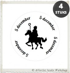 Witte stickers 5 december sint & piet sinterklaas Ø 40mm 4 st