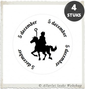 Witte stickers pakjesavond Ø 40mm sinterklaas sint & piet 4 st - 2