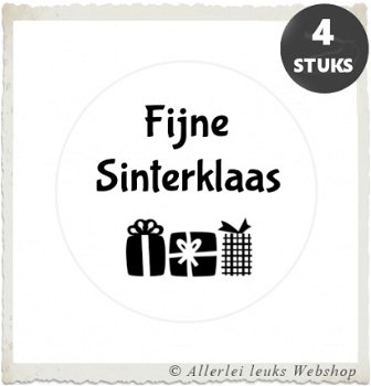 Witte stickers pakjesavond Ø 40mm sinterklaas sint & piet 4 st - 3