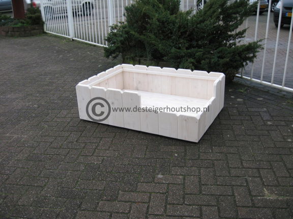 Steigerhouten hondenmand met hoekinstap. - Afbeelding 2