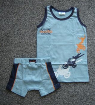 Nieuw!! Singlet + Boxershort BLEU maat 92/98 t/m 128/134 - 1