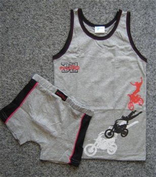 Nieuw!! Singlet + Boxershort GRIJS maat 92/98 t/m 128/134 - 1