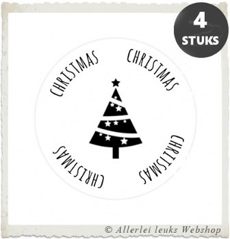 Witte stickers kerstboom Ø 40mm kerst sticker hobby zakjes zakken - 1