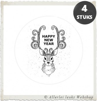Witte stickers kerstboom Ø 40mm kerst sticker hobby zakjes zakken - 3