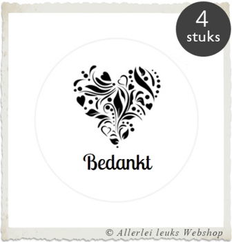 Witte stickers bedankt Ø 40mm sticker hobby hobbymaterialen - 1