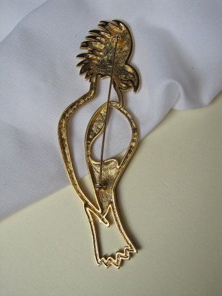 Broche goudkleurige papegaai/kaketoe vogel 12.3x4.0 cm - Afbeelding 4