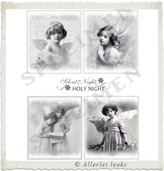 Knipvel nostalgische plaatjes kerst sweet angels A4 hobby - 1