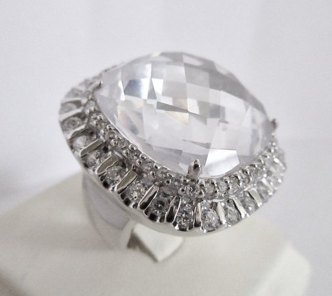 NIEUW SUPERgave zilveren ring wit zirkonia 2maten INCL VERZENDEN. - nr. 1