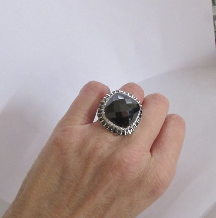 NIEUW SUPERgave zilveren ring zwart zirkonia 2maten INCL.VERZENDEN! - Afbeelding 2