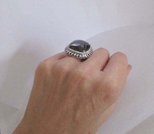 NIEUW SUPERgave zilveren ring zwart zirkonia 2maten INCL.VERZENDEN! - Afbeelding 3