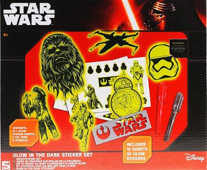 Star Wars glow in the dark sticker set - 10x sticker + 2 gel pennen - 1