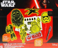 Star Wars glow in the dark sticker set - 10x sticker + 2 gel pennen