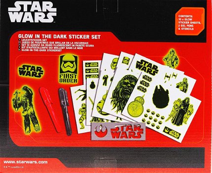 Star Wars glow in the dark sticker set - 10x sticker + 2 gel pennen - 2