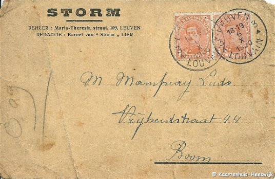 Belgie Briefkaart redactie Storm Leuven 1920 - 1