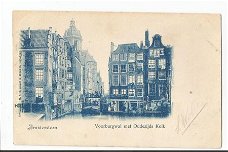 Oude kaart Amsterdam : Voorburgwal met Oudezijdse Kolk