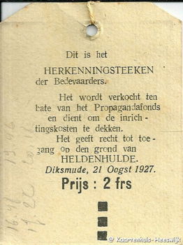 Herkenningteeken der Bedevaarders Diksmude 1927 - 2