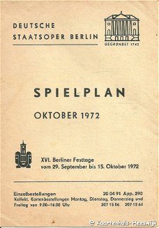 Deutsche Staatsoper Berlin spielplan oktober 1972