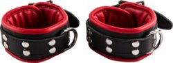 Padded Ankle Cuffs With Lock (5cm-width) Black/Red