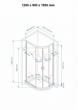 Sanifun douchecabine Alberta L 1200 x 900 LT mat glas - 8