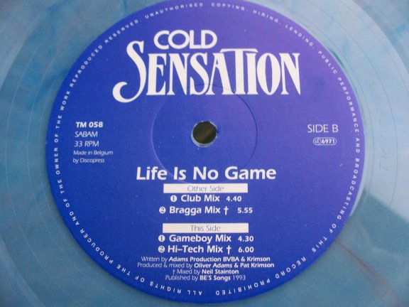 COLD SENSATION LIFE IS NO GAME GEKLEURD VINYL - Afbeelding 4