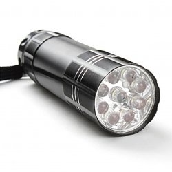 Mini-9 LED zaklamp, aluminium, zwart