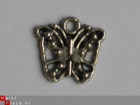 OPRUIMING: 5x metalen embellishments silver butterfly 2 - 1