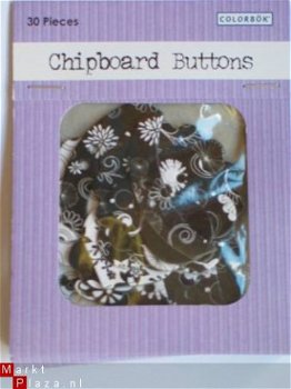 OPRUIMING: colorbok chipboard buttons black/white - 1