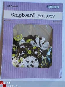 OPRUIMING: colorbok chipboard buttons black/white/lime