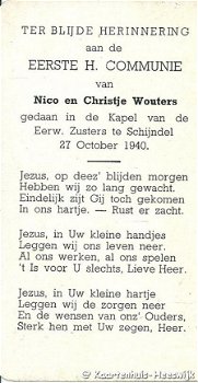 Prentje eerste H. Communie Nice en Christje Wouters 1940 - 2
