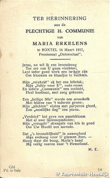 Prentje Maria Erkelens Plechtige H. Communie Boxtel 1937 - 2