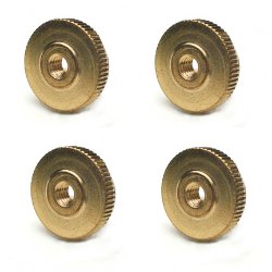 Gekartelde moer - MESSING voor vouw-, banjo- of harpslinger Ø 16 mm.