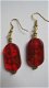 oorbellen antiek murano glas rood met antiek goud dutch design 1001oorbellen earrings - 1 - Thumbnail