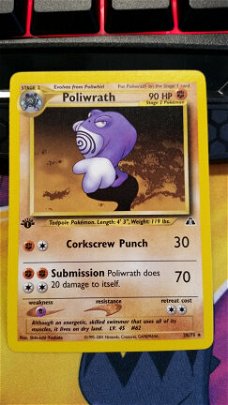 Poliwrath  28/75  Rare 1st Edition Neo Discovery Licht-Gebruikt