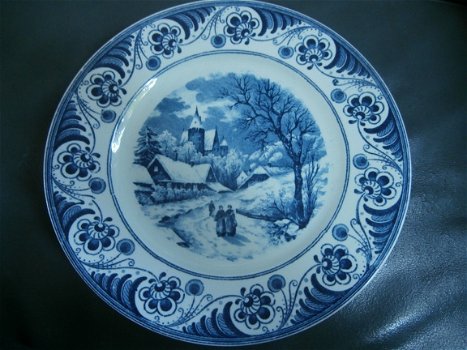 Societe Ceramique Maestricht made in Holland. drie prachtige blauwe borden - 3