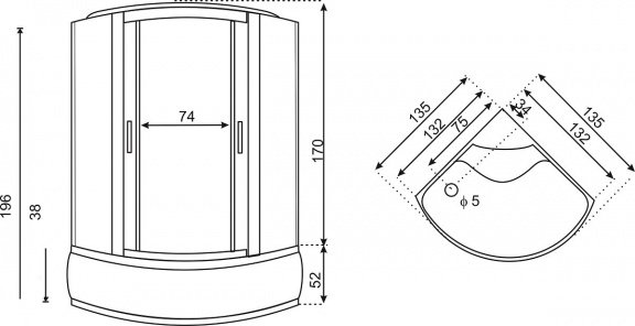 Sanifun douche-badcombinatie Lina 1350 x 1350 - 4