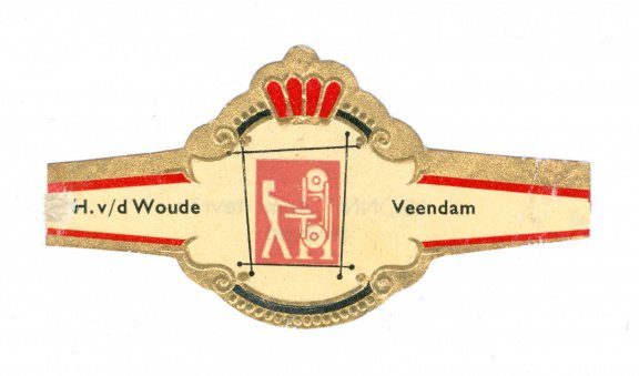Abonné - Reclamebandje H vd Woude, Veendam (zwarte boord, stemt tevrêe Holland) - 1